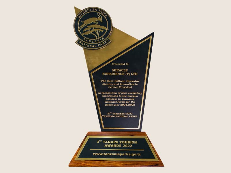 Miracle experience Best balloon operator Award By Tanapa for good Customer Experience