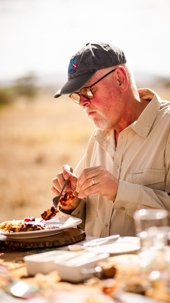 Client enjoying Bush Lunch